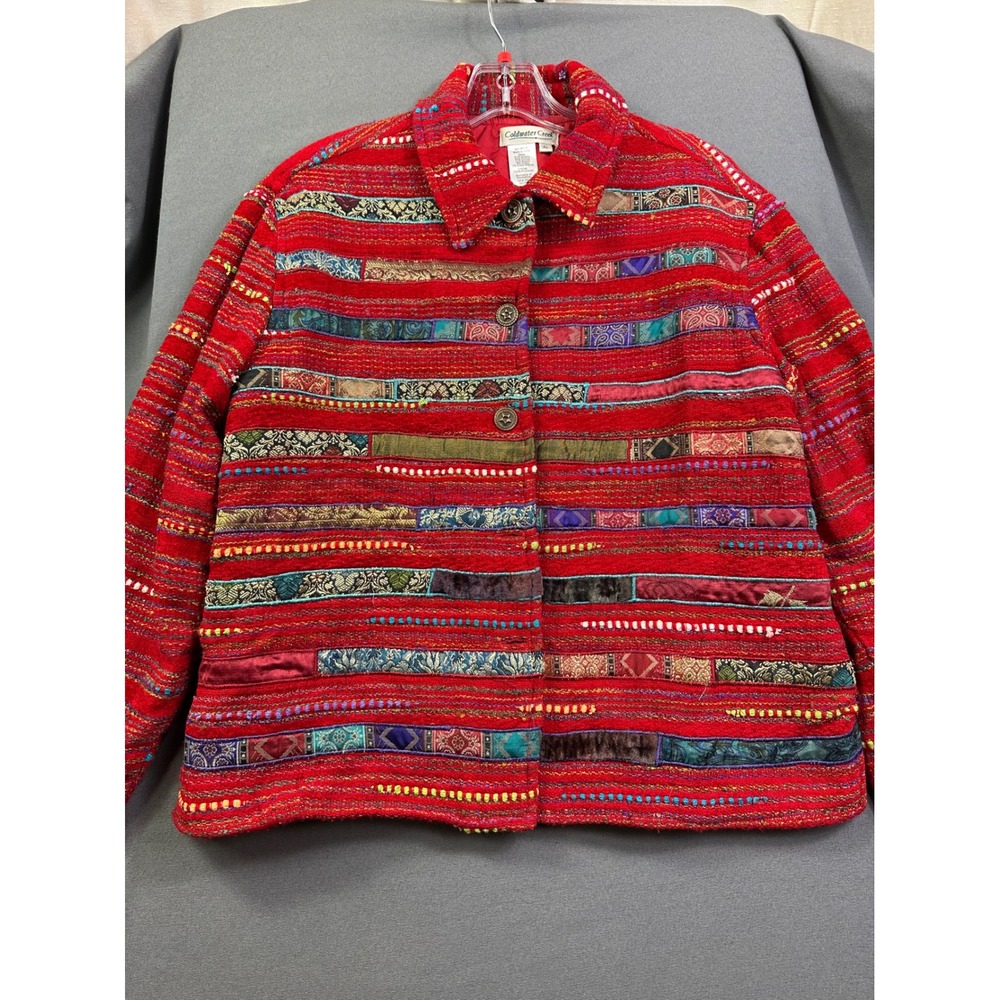 Coldwater Creek Red Patchwork Tapestry Jacket Wom… - image 4